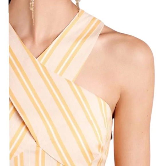 $178 Anthropologie Vintage Cross Front Sun Dress 8 Medium Yellow HD in Paris NWT - Picture 6 of 14